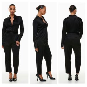 Aritzia Babaton Vogue satin pants Size 2 black career old money high-rise pleate